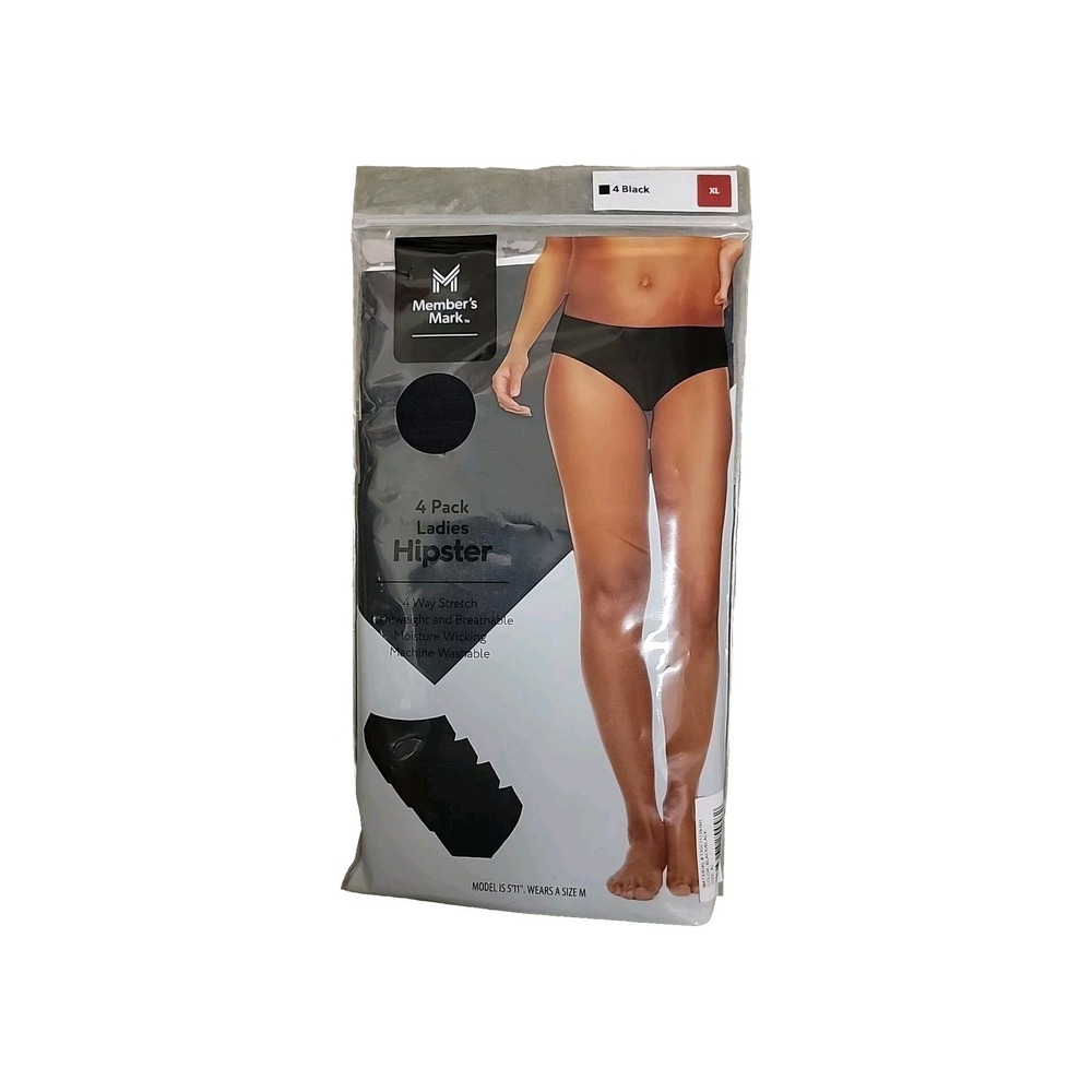 Member's Mark Ladies 4 Way Stretch Moisture Wicking Hipster Underwear, 4 Pack XL